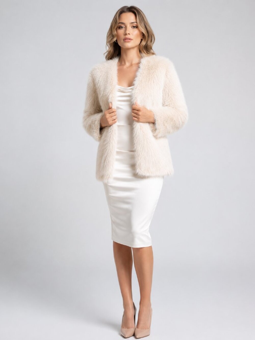 Fresh Soul Bronx Faux Fur Jacket Cream | Size 4